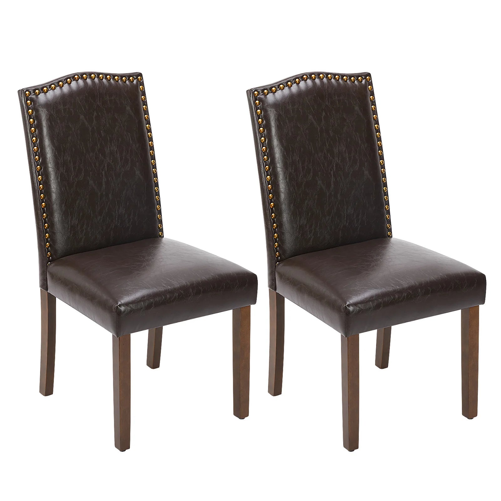 Set of 2 JHK Padded Dining Chairs with Nail Head Trim