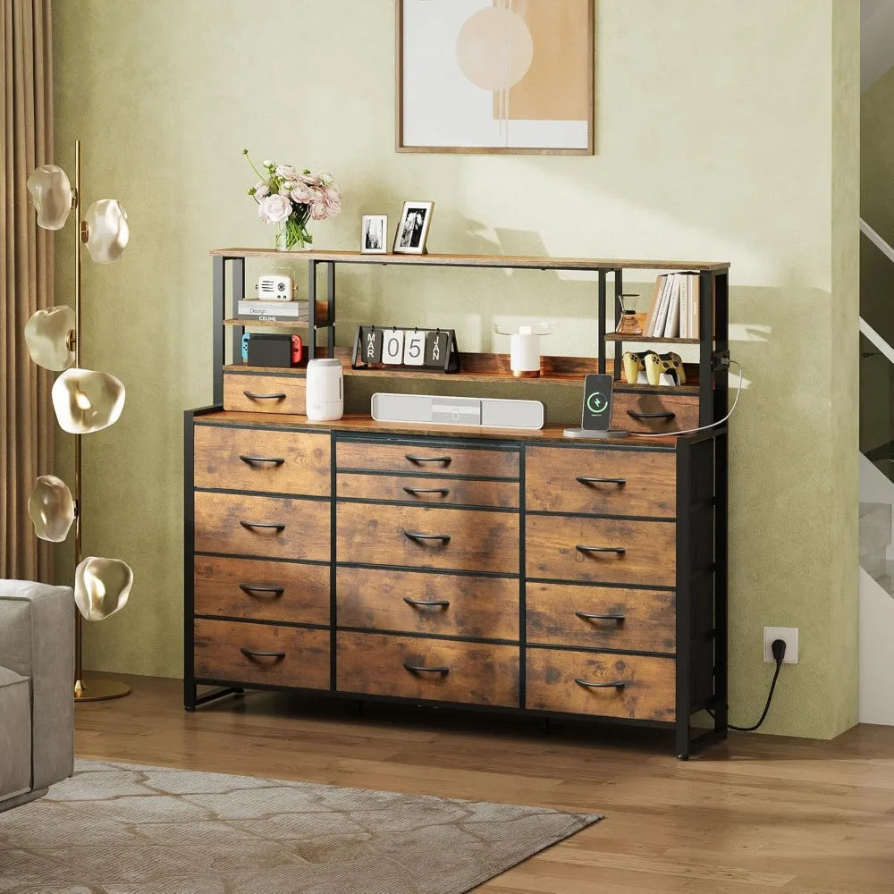 Storage Organizer with 15 Drawers and 5 Open Shelves