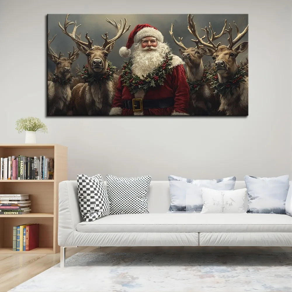 Santa and Reindeer Interior Wall Art Decoration