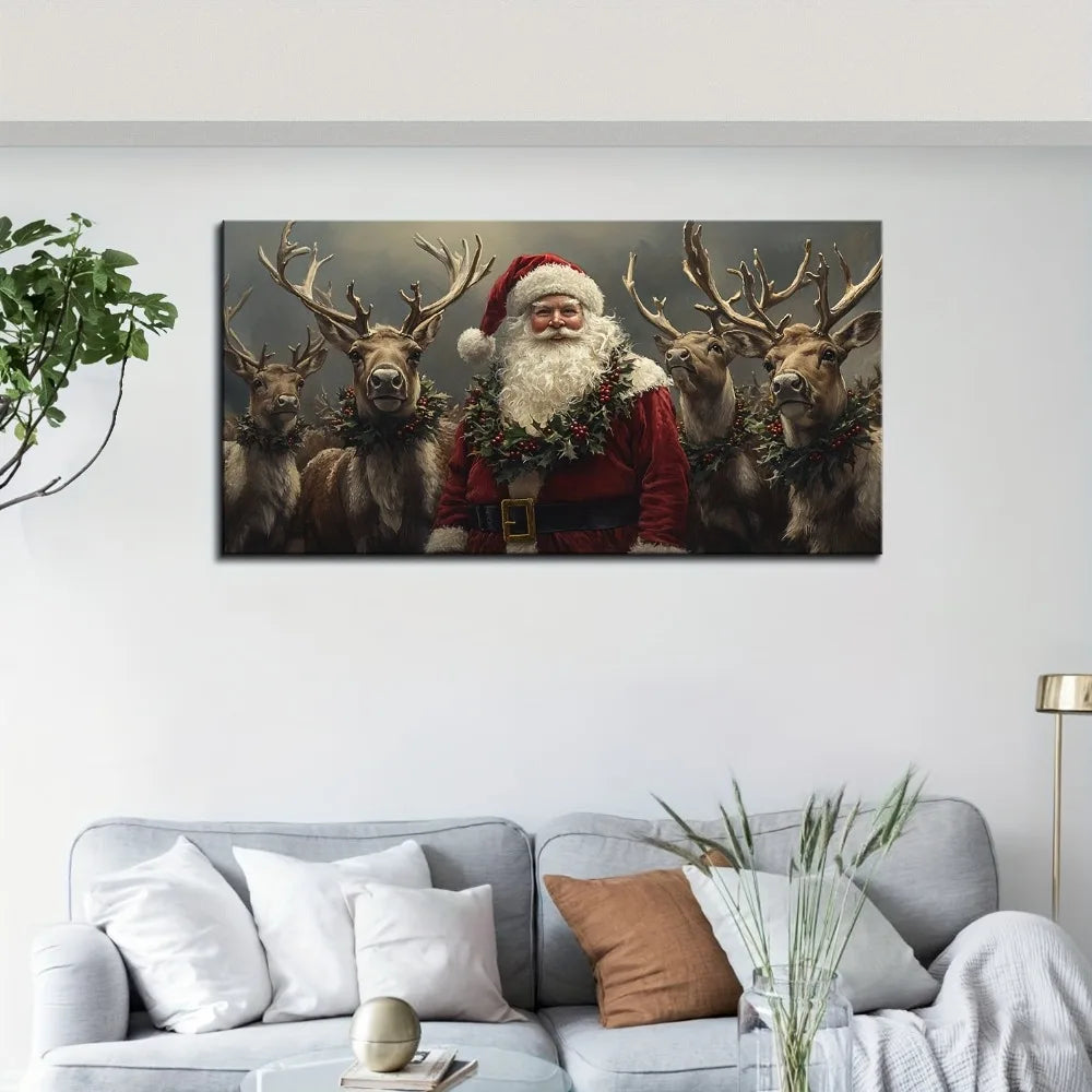 Santa and Reindeer Interior Wall Art Decoration