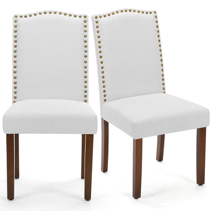 Set of 2 JHK Padded Dining Chairs with Nail Head Trim