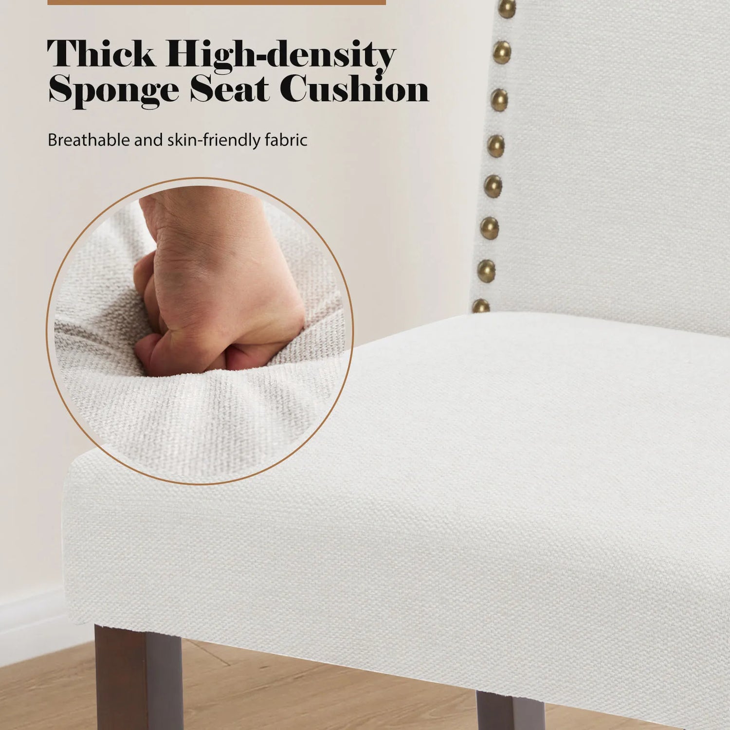 Set of 2 JHK Padded Dining Chairs with Nail Head Trim